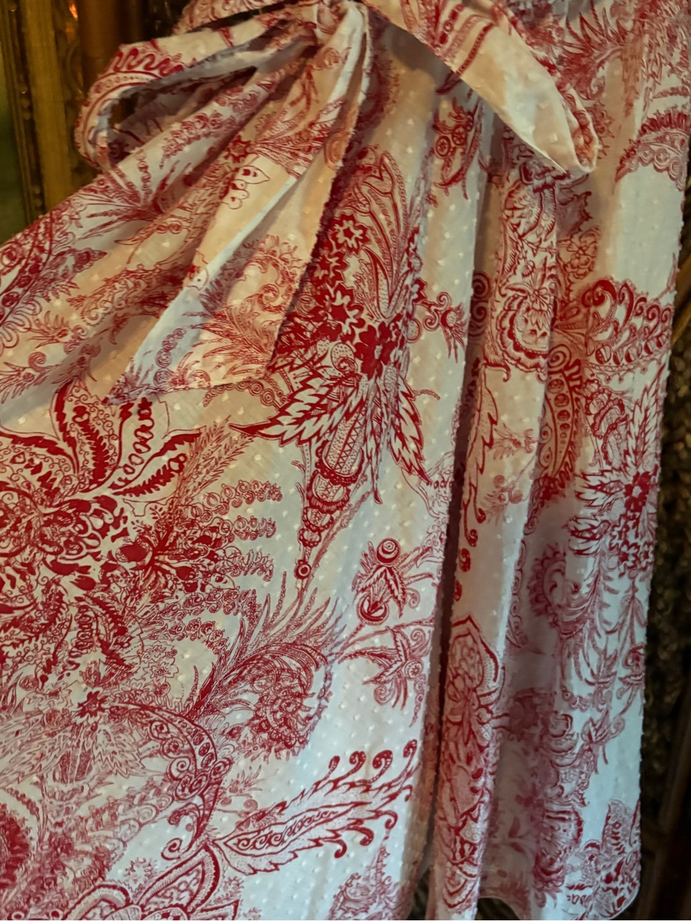 BB Dakota Red Ivory Paisley Wrap Dress Boho Cottagecore Western Mini Dress M - Picture 3 of 8